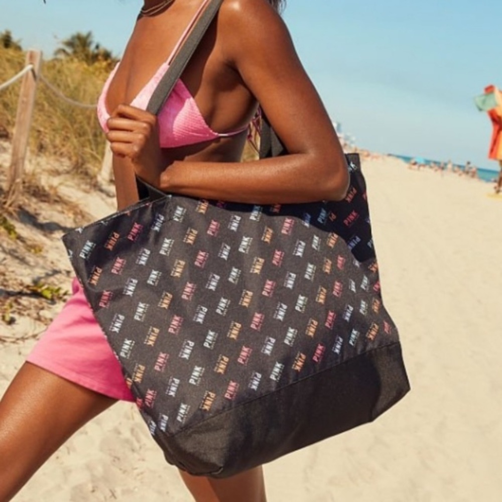 NWT Victoria’s Secret Tote Overnight Bag Pink Logo Rainbow Weekender Gym
